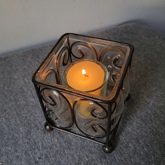 Vintage Home Interiors Leaded Iron Glass Candleholder Votive NIB - Picture 7 of 13